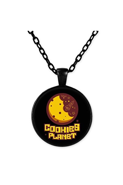 astak Black Chain Cookies Planet Necklace