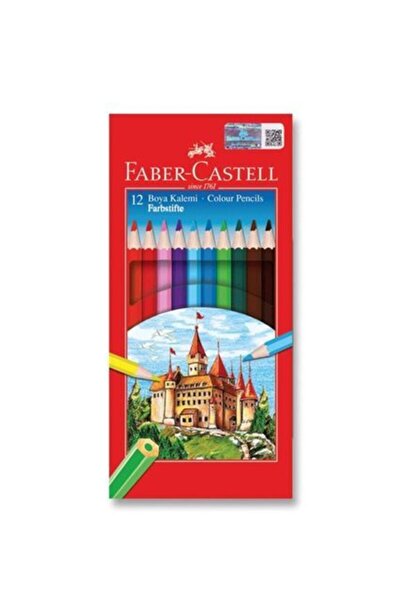 Faber Castell علبة كرتون 12 لون قلم طلاء جاف بالحجم الكامل