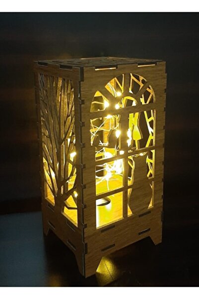 DDTREND Mini Dekoratif Ahşap Abajur Masa  20-10 cm