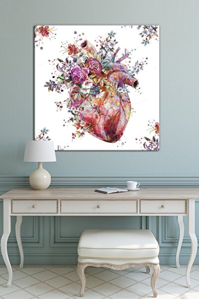 Morfil Sanat Atölyesi Ειδική επιτραπέζια καρδιά και λουλούδια με εφέ ακουαρέλ...