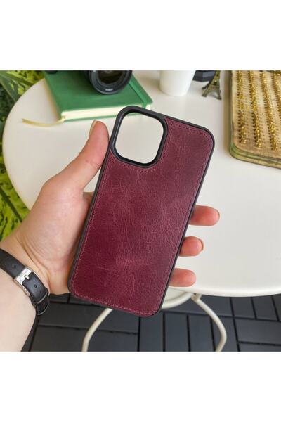 Modica تورينو - حافظة هاتف آيفون 12 و12 برو من الجلد الطبيعي باللون الأحمر ال...