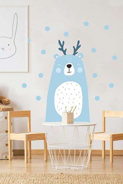 Piksel Grafik Autocolant de perete pentru cameră pentru copii Cute Bear