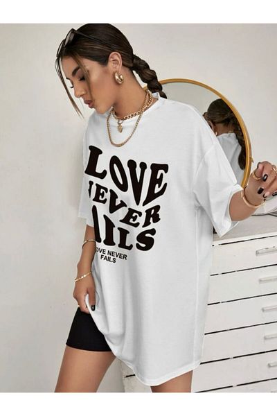 AFROGİYİM Μπλουζάκι White Love Never Printed