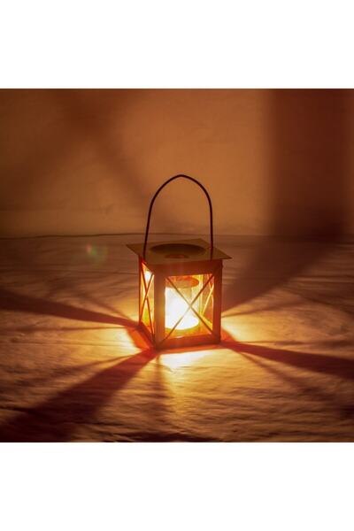 Genel Markalar Fener Tipi Metal Mumluk Pembe Mum 8cm