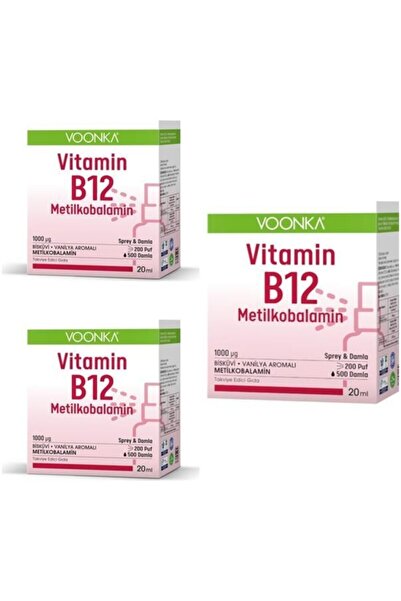 Voonka B12 Metilkobalamın Sprey Damla 20 ml 3 Adet