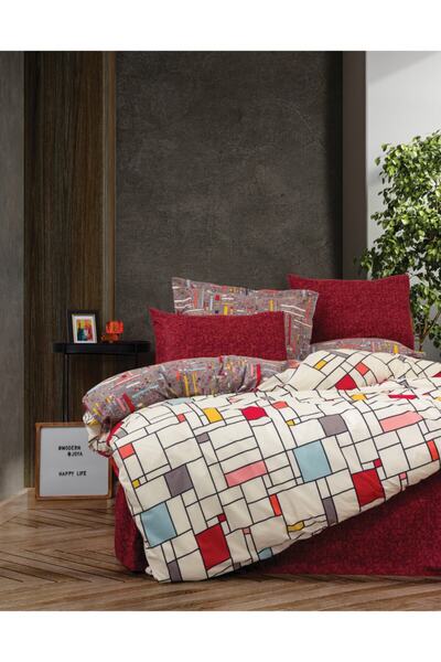 Cotton Box Modern Ranforce Nevresim Takımı Çift Kişilik Joya Bordo