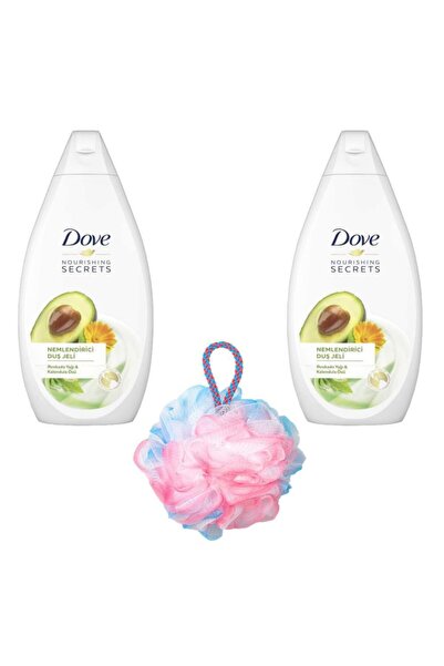 Dove Avokado & Kalendula Özlü Duş Jeli 500ml 2li Set + Banyo Lifi