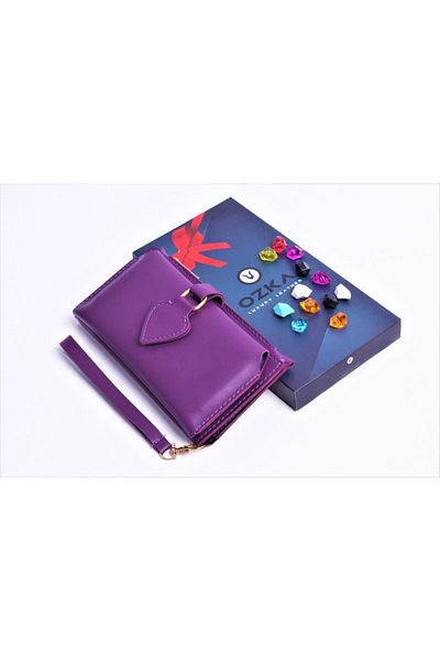 Ozka Leather Collection Women's Spade Clip Wallet with Phone Compartment