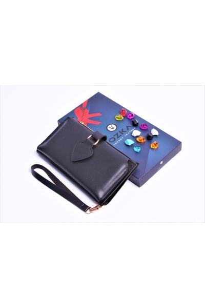 Ozka Leather Collection Portofel de damă Özka Trend Spade Clip cu compartiment pentru telefon din piele - Cadou breloc!