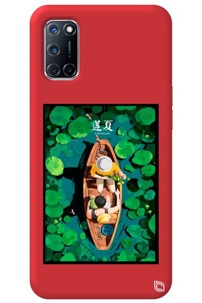 WANNA PROTECT Oppo A72 Red Color Premium Velvet Inside Boat Pattern Silicone ...
