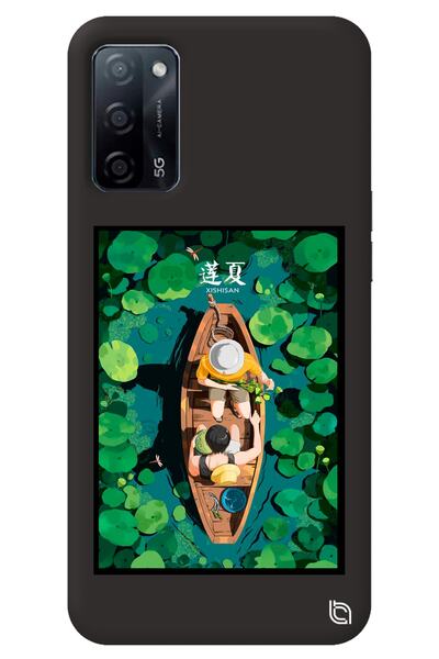 WANNA PROTECT Oppo A52 Black Color Premium Velvet Inside Boat Pattern Silicon...