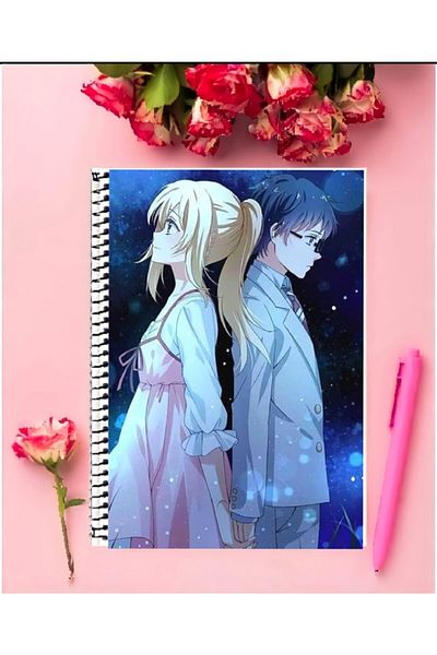 detayminant Your Lie In April Anime Notebook 1 Piece Special Design A4 Size 21*29 Cm Wired Striped Notebook
