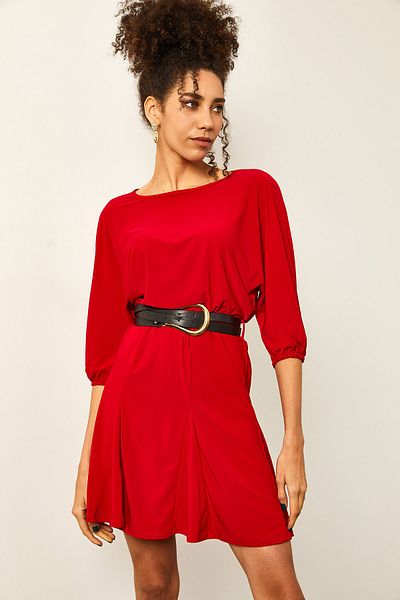 XHAN Kleid - Rot - A-Linie