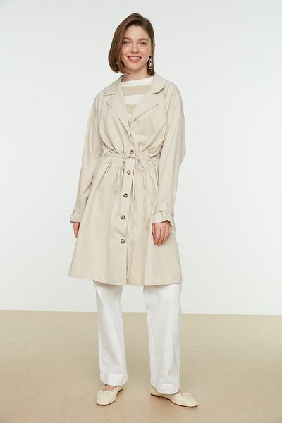 Trendyol Modest Πέτρινο τζάκετ γιακάς μέσης τσέπη με κορδόνι λεπτομερές καπάκι & φεράτ TCTSS22KF0001