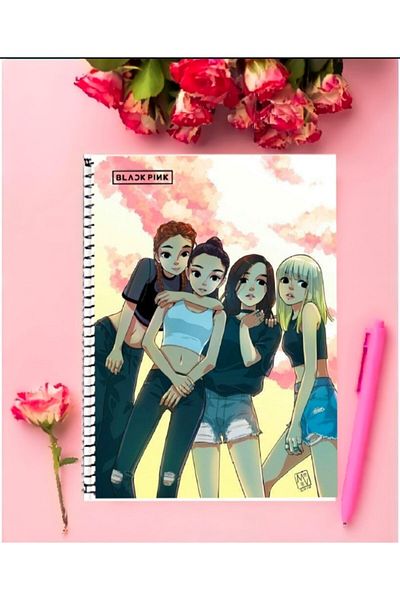 FBN STORE Black Pink Notebook 1 Piece Special Design A4 Size Wired Checkered Notebook 21*29 Cm