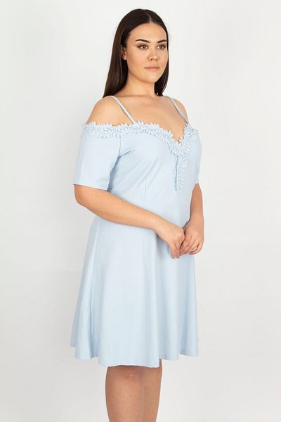 Şans Rochie de damă cu dantelă albastră de mărime mare 65n30528