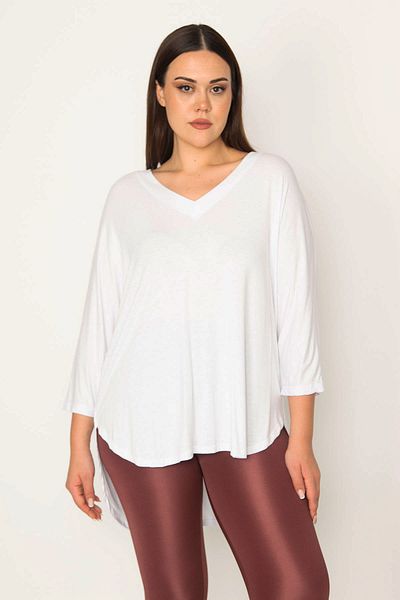 Şans Plus Size Blouse - White - Regular fit