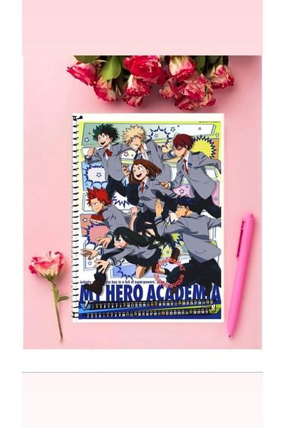 ROLLAS STORE My Hero Academia Anime Notebook 1 Piece Special Design A4 Size Wired Checkered Notebook 21*29 Cm