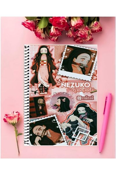 ROLLAS STORE Nezuko Kamado Anime Notebook - Special Design, A4 Size, 21*29 cm Ring Checkered 1 Piece