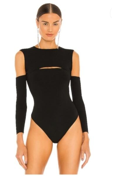 Nsb Tasarım Жіночий боді з деталями на рукавах і грудях