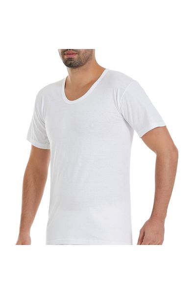 YILDIZ Men's White Crew Neck Short Sleeve Undershirt 6 Pack