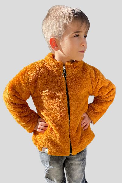 ipek atlas Plush Boy's Cinnamon Zip Long Sleeve Welsoft Cardigan