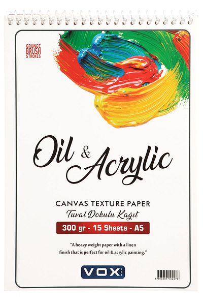 Vox Art Caiet cu vopsea acrilica A5 - 300 gr - 15 coli
