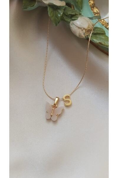 Asia by Leuvoié S Harfli Simli Beyaz Kelebek Kolye