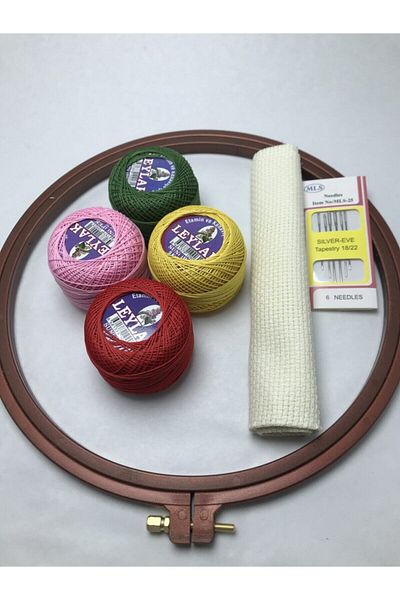 Sermet Süs Dünyası Set de broderie Etamin Kit de broderie + scripete + fir + ac + țesătură