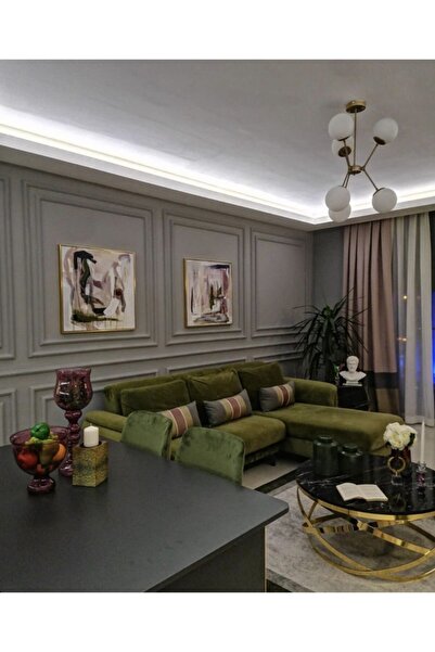 Markazip Altın Metal Çerçeveli 70x70cm Ikili Kanvas Tablo Lk489-a