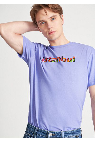 Mavi Istanbul Printed Lilac T-shirt Loose Fit 0610348-81079