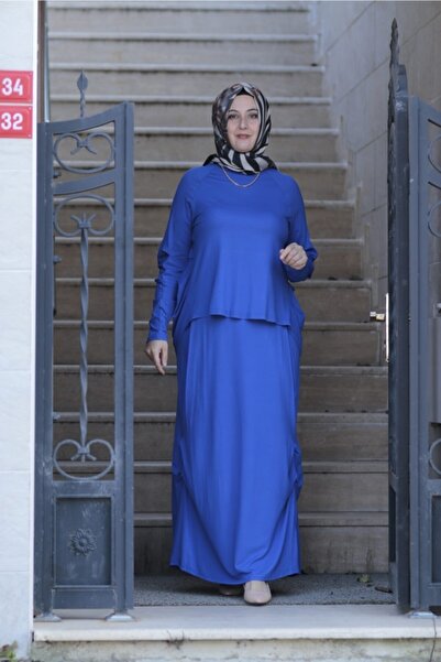 Zey&Ka Butik Plus Size Asymmetrical Shalwar Look Combed Cotton Skirt Blouse D...