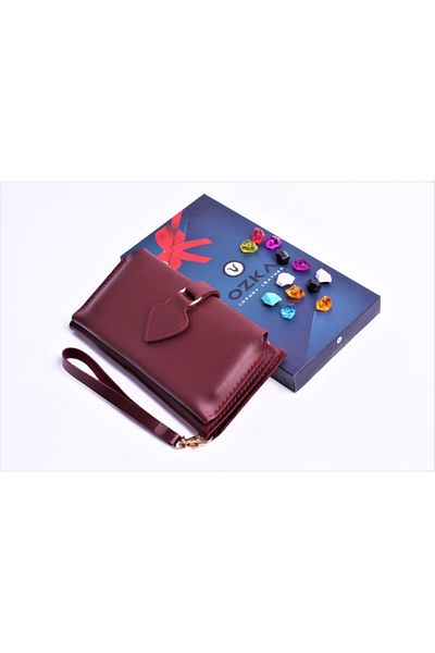 Ozka Leather Collection Trendy Spade Clip Women's Wallet and Keychain with Phone Compartment