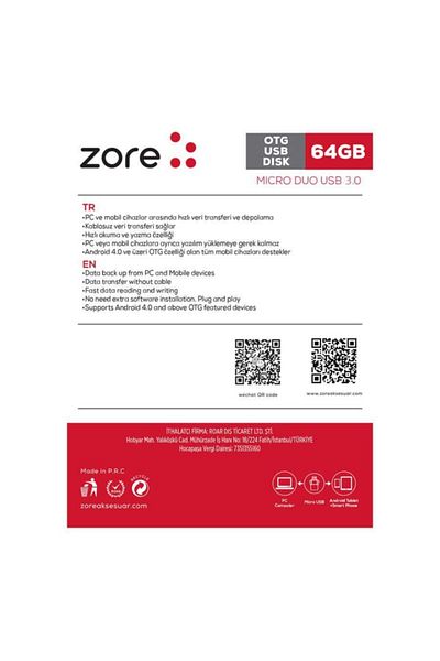 TOSKA TEKNOLOJİ 64 Gb 3.0 Micro Metal Otg