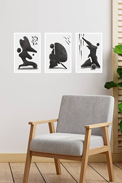 UNT Αφηρημένο ξύλινο διακοσμητικό τραπέζι με μαύρα σχέδια