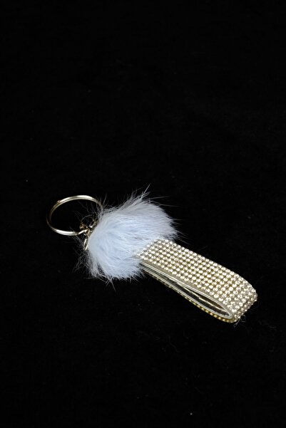 TASARIM ARABAM ATİKE ELİF AKIN سلسلة مفاتيح من ريش الأرنب الأزرق للأطفال بحجر...