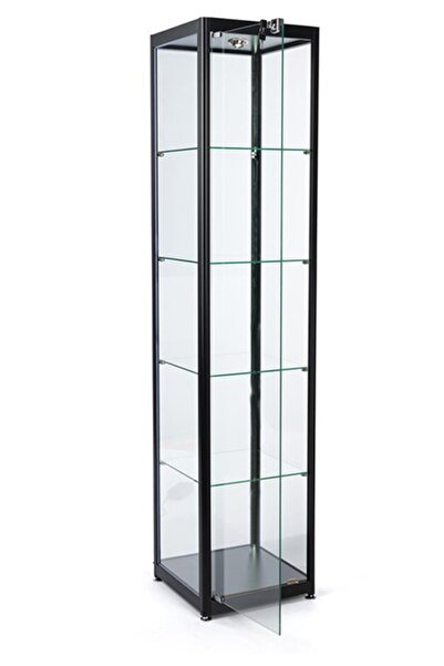 Nurline Camlı Vitrin - Camlı Dolap - Camlı Koleksiyon Vitrini - Cam Raf - Kurulu Ürün 175x30x30