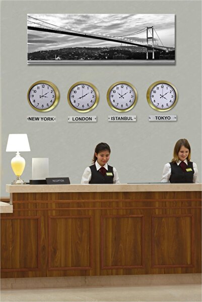 Dream Gift طقم معدن نحاسي 40 سم مكون من 4 قطع من عواصم البلاد وتوقيت العالم ل...