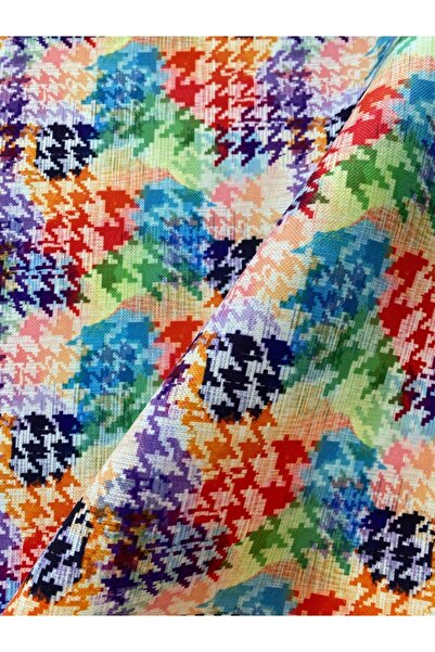 Favor Renkli Kazayağı Desenli Kumaş Fvr-831