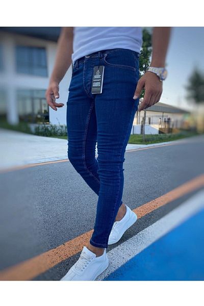 Dark Lavish Ανδρικό τζιν Skinny Fit Lycra σκούρο μπλε τζιν παντελόνι