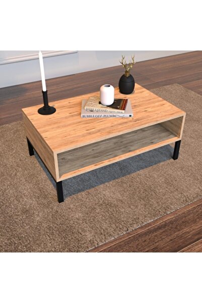 Bimossa Meşe Pedro Metal Ayaklı Orta Sehpa 90 cm