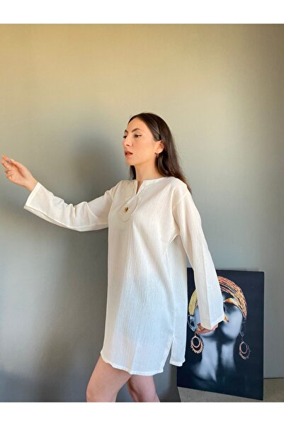 Esvap Butik Long Sleeve Tunic Şile Cloth with Cord in Front