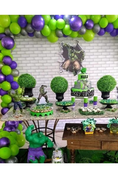 BEST PARTİ DOĞUM GÜNÜ PARTİ SÜSLERİ مجموعة بالونات بطابع هالك مكونة من 50 بال...