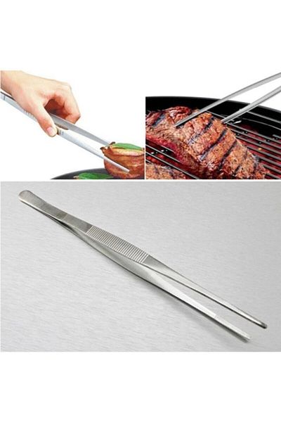 MİMOZA PARK Professional 30cm Steel Tongs Masterchef Practical Tweezers