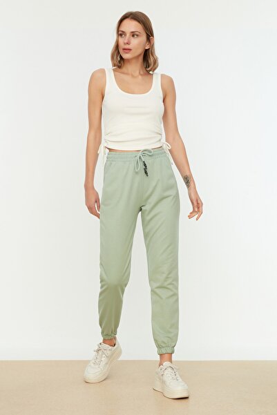 Trendyol Collection Mint Basic Jogger Kapesní pletené tenké tepláky TWOAW21EA0066
