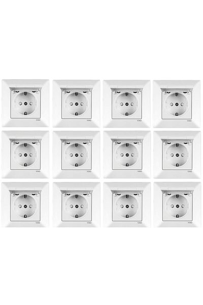 VİKO Merdian 12 Pieces Covered Multi-Grounded Socket Framed