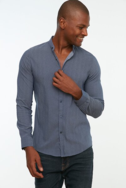Trendyol Collection Námořnická modrá košile Slim Fit Judge Collar TMNAW22GO1114