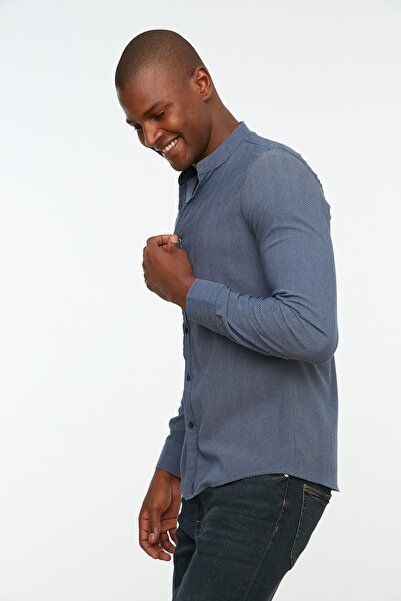 Trendyol Collection Námořnická modrá košile Slim Fit Judge Collar TMNAW22GO1114
