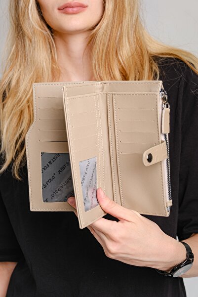 Just Polo Women's 20 Card Capacity Embossed Printed Snap and Zipper Closure Card Holder Wallet