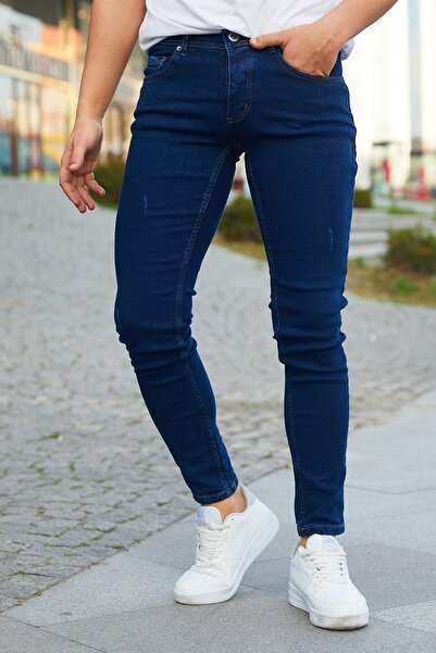 Ser Joven Ανδρικό τζιν παντελόνι Navy Blue εφαρμοστό Laser ελαστικό ύφασμα